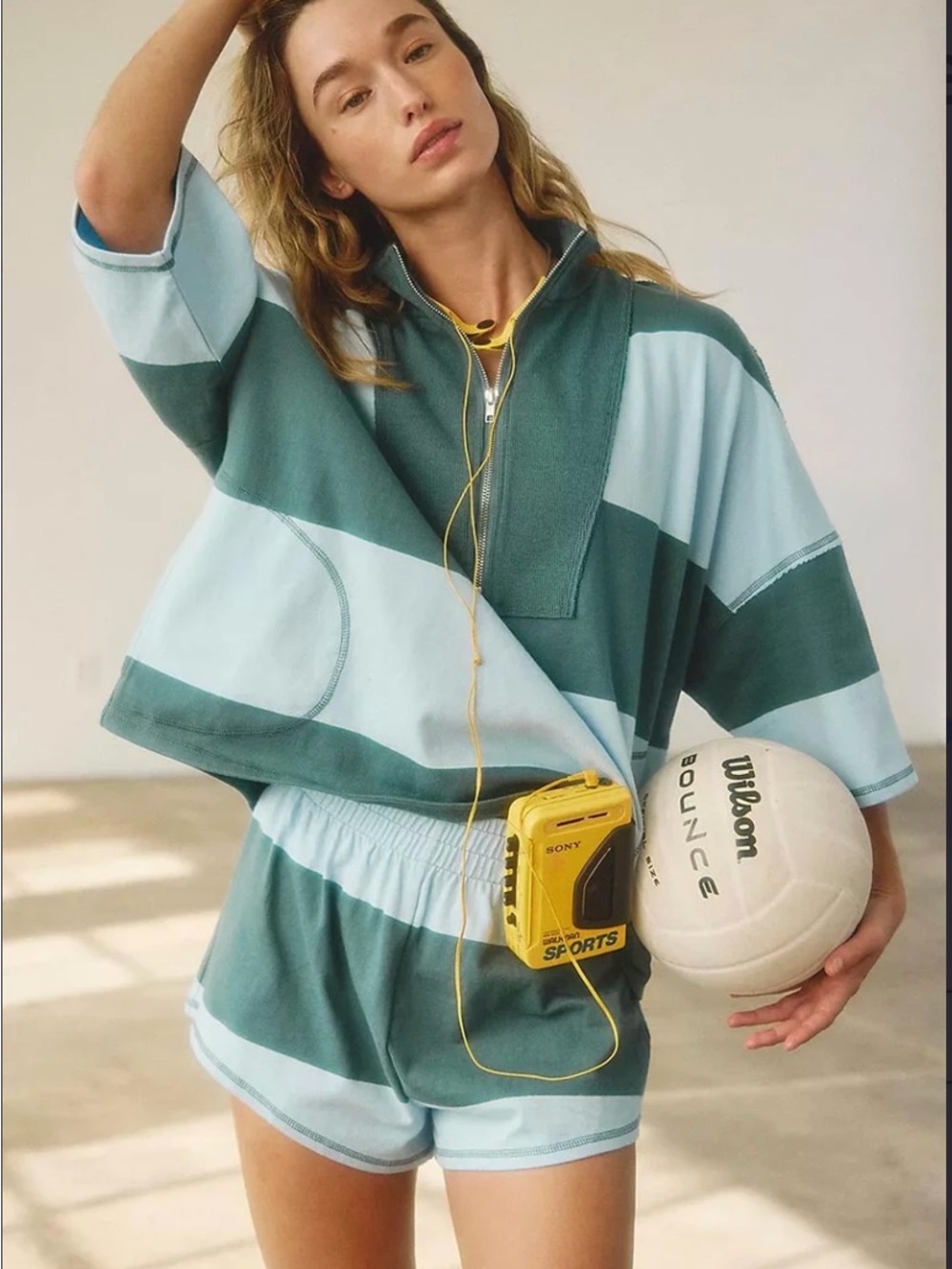 Free People/ FP Movement Retro Rugby Set- Heritage Green Combo